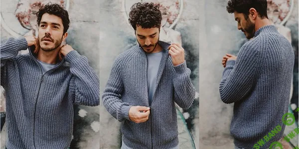 [Вязание] Мужской кардиган на молнии вязаный спицами Ketan [Вяжи.ру]