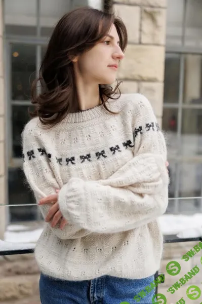 [Вязание] My Fair Lady Pullover - ажурный пуловер с бантиками, вязаный спицами [Вяжи.ру] [Claudia Quintanilla]