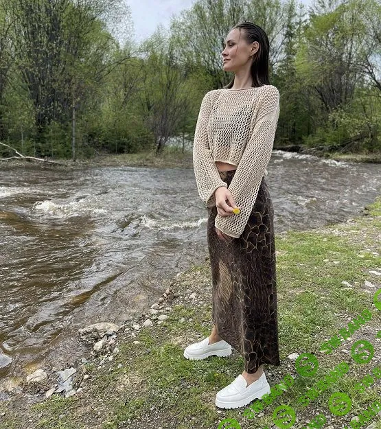 [Вязание] Описание укороченного свободного лонгслива Сетка [ashapopo]