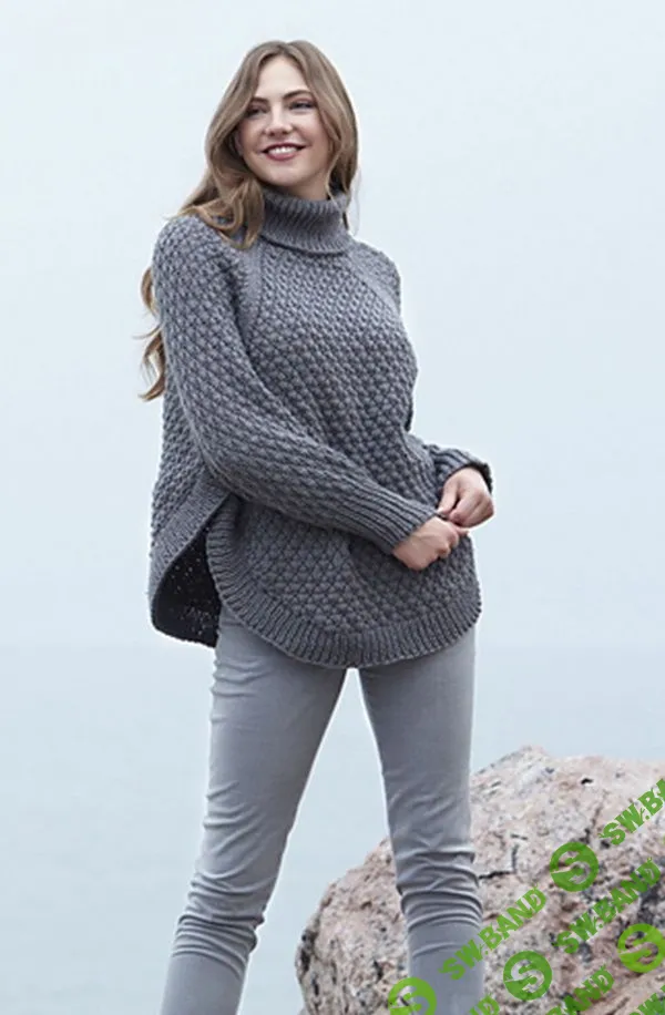 [Вязание] Пончо рельефным узором Diamond Texture [Вяжи.ру]