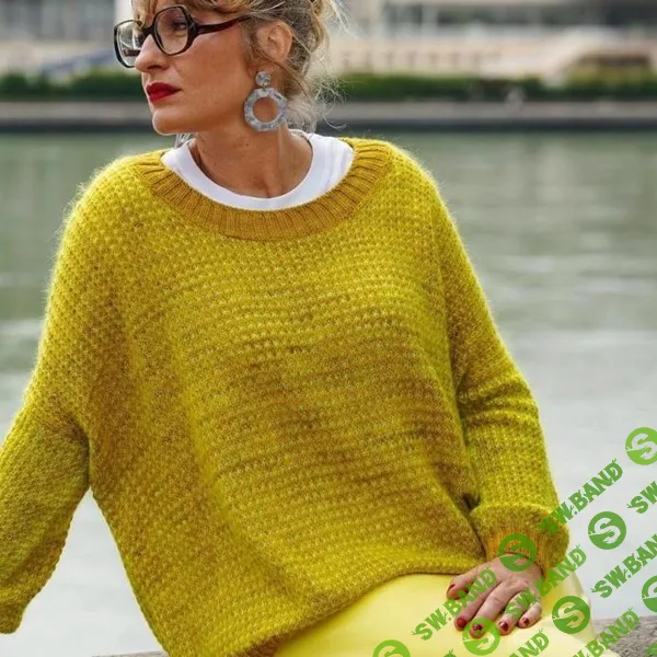 [Вязание] Пуловер Jubile, вязаный двухцветным текстурным узором сверху [Вяжи.ру] [Emma Ducher]