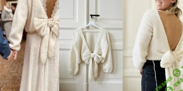 [Вязание] Пуловер с большим бантом на спине Georges спицами сверху вниз [Вяжи.ру]