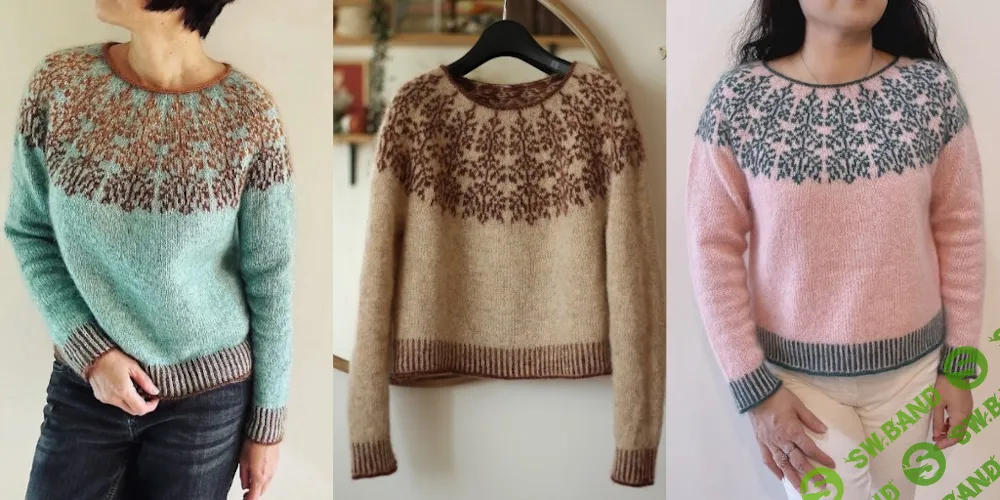 [Вязание] Пуловер с круглой жаккардовой кокеткой Roots and Shoots [Вяжи.ру] [Teti Lutsak]