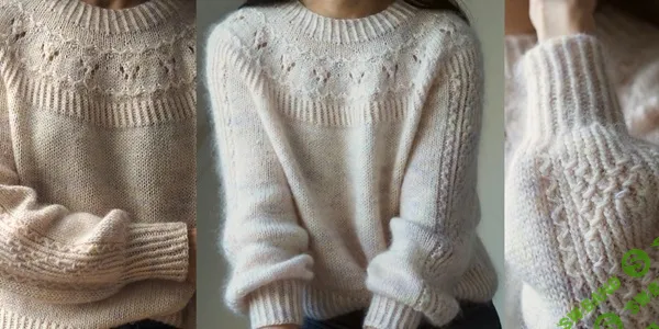 [Вязание] Пуловер с рельефным узором на круглой кокетке Fairy Bouquet [Вяжи.ру] [Джоанна Энг]