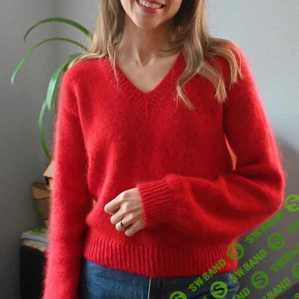 [Вязание] Пуловер с V вырезом спицами сверху Academie [Вяжи.ру] [Tricot Design Mcl]