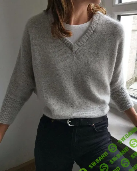 [Вязание] Пуловер с V вырезом спицами сверху Robin sweater V-Neck [Вяжи.ру] [Susanne Müller]