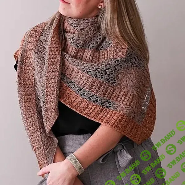 [Вязание] Шаль Ausma вязаная спицами ажурными цветочными мотивами и колосками [Вяжи.ру] [Inese Sang]