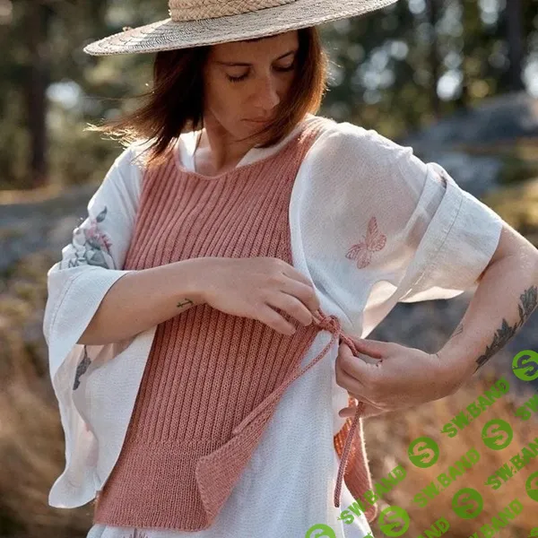 [Вязание] Стильная безрукавка с завязками Cockle, вязаная спицами отдельными деталями [Вяжи.ру] [Gingko B]