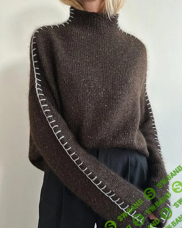 [Вязание] Свитер оверсайз с декоративной отделкой вязаный спицами Glacis [Вяжи.ру]