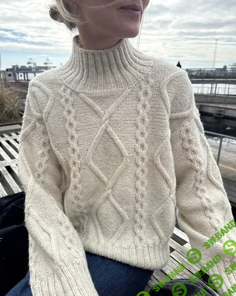 [Вязание] Свитер с косами Saga Sweater — вязаный спицами сверху пуловер оверсайз [Вяжи.ру] [PetiteKnit]