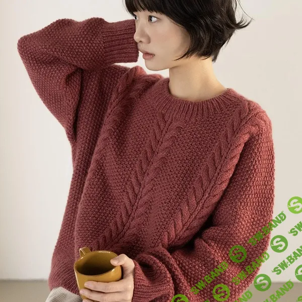 [Вязание] Свитер с косами вязаный спицами сверху Everleaf sweater [Вяжи.ру] [Sallyknit]