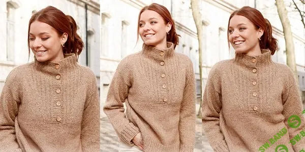 [Вязание] Свитер с высоким воротником-поло на пуговицах Travellers Rest [Вяжи.ру]