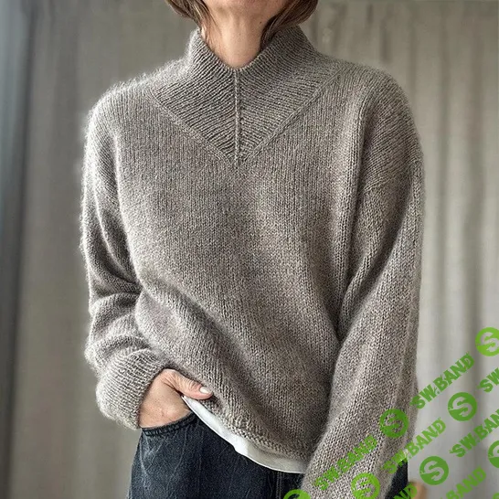 [Вязание] Свитер с высокой V горловиной спицами сверху High V Loop Sweater [Вяжи.ру] [Other Loops]