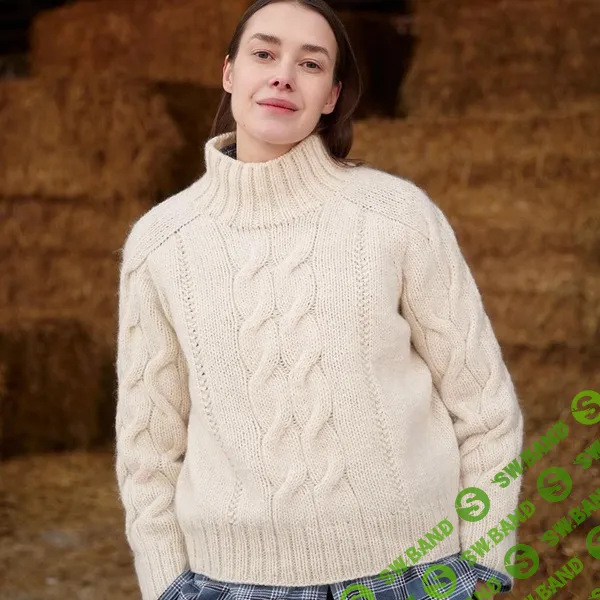 [Вязание] Теплый свитер с высоким воротником Snowfield, вязаный спицами сверху [Вяжи.ру] [Hiromi Nagasawa]