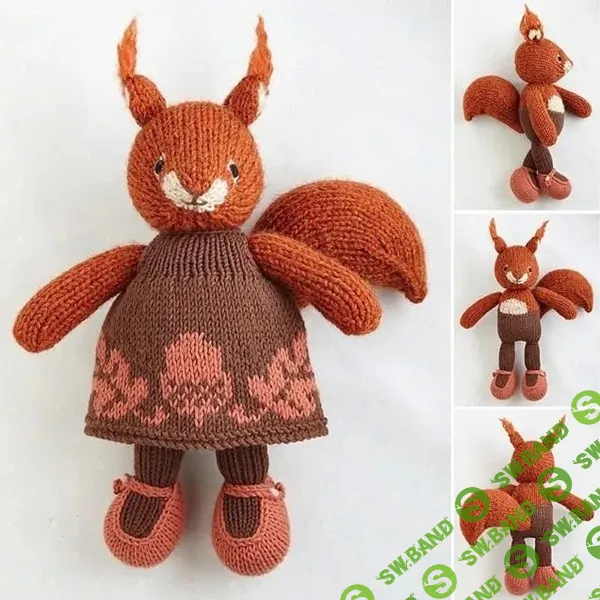 [Вязание] Вязаная спицами белка в платье Squirrel in a dress [Вяжи.ру] [Julie Williams]