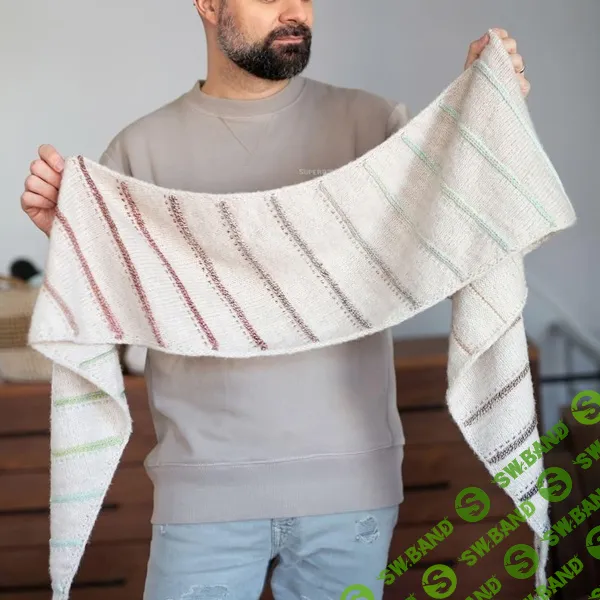 [Вязание] Вязаная спицами полосатая узкая шалька Moonbumps [Вяжи.ру] [Maxim Cyr]