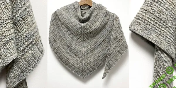 [Вязание] Вязаная спицами теплая шаль Faded Seafoam [Вяжи.ру] [Gretha Mensen]