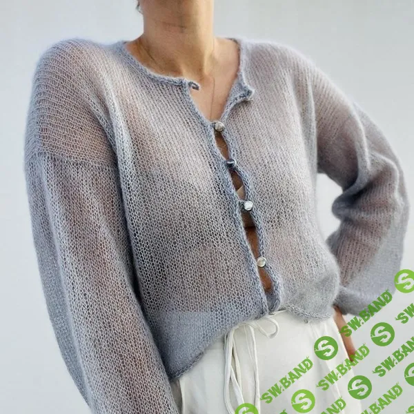 [Вязание] Вязаная спицами тонкая мохеровая блуза на пуговицах Frederic [Вяжи.ру] [Kolibri by Johanna]