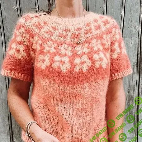 [Вязание] Вязанный спицами топ с цветами на кокетке Enjoy Flowers [Вяжи.ру] [Knitting For Breakfast]