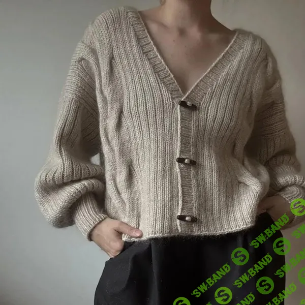 [Вязание] Вязаный спицами кардиган в резинку с большими косами Largo cardi [Вяжи.ру] [aegyoknit]