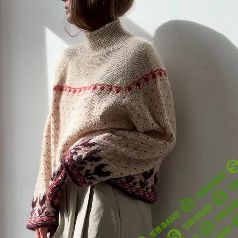 [Вязание] Вязаный спицами красивый жаккардовый свитер-реглан Flower Loop [Вяжи.ру] [Otherloops]