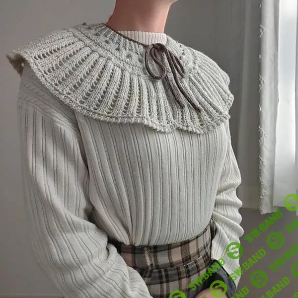 [Вязание] Вязаный спицами модный воротник с ажурной оборкой Anbi [Вяжи.ру] [Myk.knits]