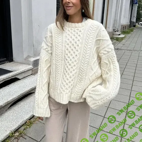 [Вязание] Вязаный спицами оверсайз пуловер с аранами Frøya Sweater [Вяжи.ру] [Ingrid Dyb]