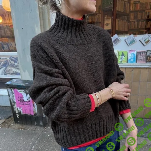 [Вязание] Вязаный спицами повседневный свитер с высоким воротом Hannah O-Neck [Вяжи.ру] [PetiteKnit]