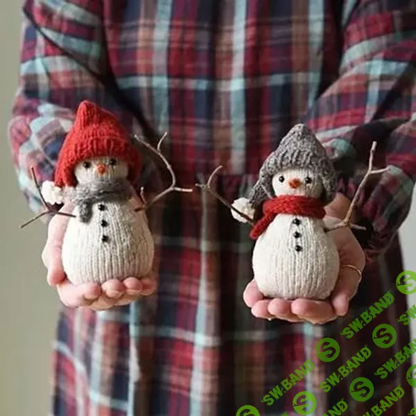 [Вязание] Вязаный спицами снеговик в шапке Snowman [Вяжи.ру] [Susan B. Anderson]