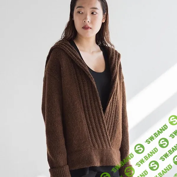 [Вязание] Вязаный спицами стильный пуловер с широким воротником и глубоким вырезом V-горловины Kaffee [Вяжи.ру] [Annette Caughman]