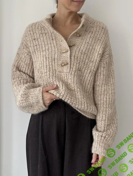 [Вязание] Вязаный спицами свитер с пуговицами Calgary Bay (11 размеров) [Вяжи.ру]