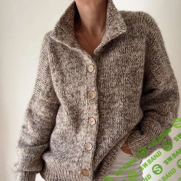 [Вязание] Вязаный спицами теплый жакет с высоким воротником Cara [Вяжи.ру] [Caidree]