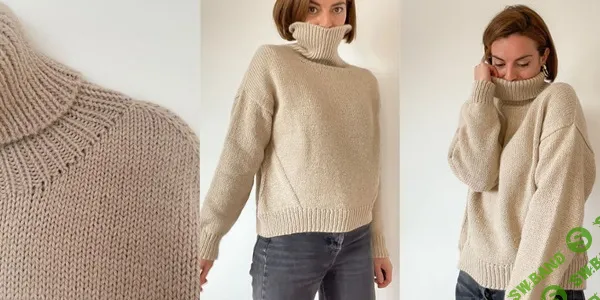 [Вязание] Вязаный свитер с воротником гольф спицами Norman [Вяжи.ру] [Camille Marine]