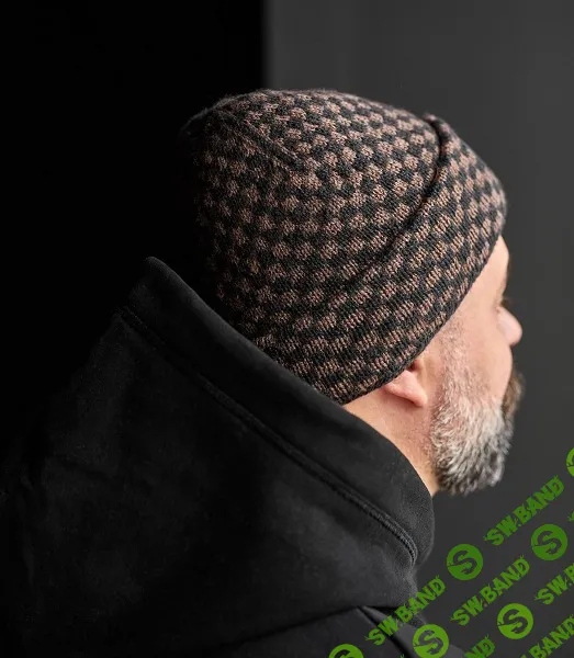 [Вязание] Жаккардовая мужская шапка с двуслойным отворотом Sk8er, вязаная спицами сверху вниз [Вяжи.ру] [Maxim Cyr]