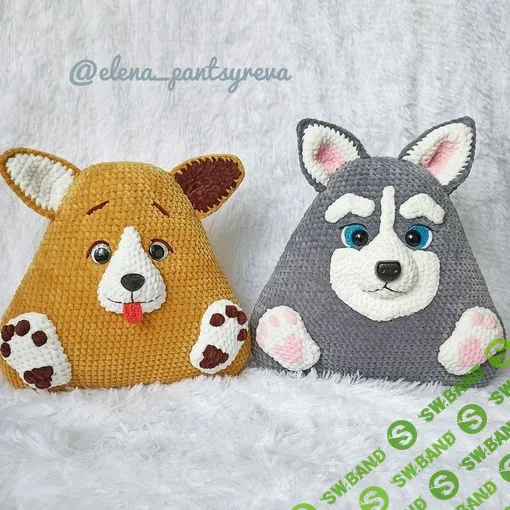 [Вязаные игрушки] МК Пёсик Подушка Зверушка (Корги и Хаски амигуруми вязаные крючком) [elena_pantsyreva] [Елена Панцырева]