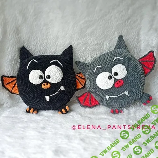 [Вязаные игрушки] МК Подушка Летучая Мышка [elena_pantsyreva] [Елена Панцырева]