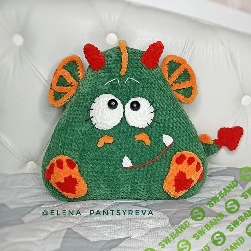 [Вязаные игрушки] МК Подушка Зверушка Дракончик - плюшевый вязаный Дракон амигуруми [elena_pantsyreva] [Елена Панцырева]