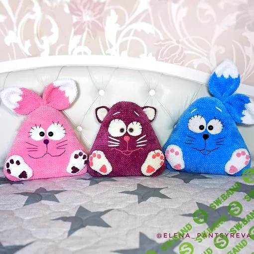 [Вязаные игрушки] МК Подушка Зверушка (котик или зайчик вязаный крючком) [elena_pantsyreva] [Елена Панцырева]