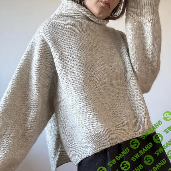 [Вяжи.ру, aegyoknit] Вязаный спицами стильный свитер-кейп свободного силуэта Volare (2026)