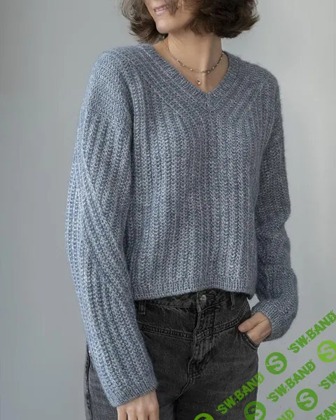 [Вяжи.ру, Aneta Bleyer] Вязаный спицами текстурный пуловер с красиво обыгранными линиями узора Ridgewood (2026)