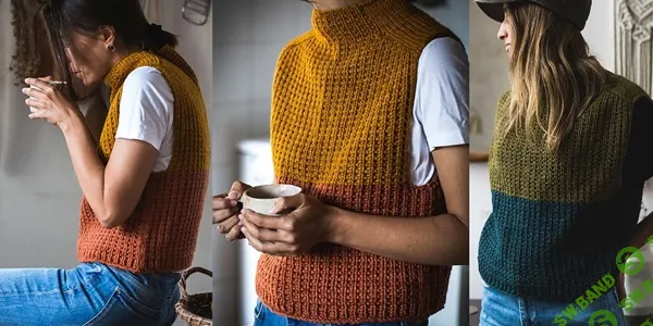 [Вяжи.ру, Габриелла Кальдерини] Жилет резинкой Timbo (2024)