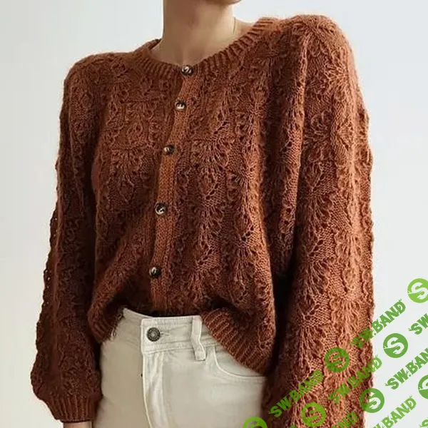 [Вяжи.ру, Johanna Gehrisch] Вязаный спицами ажурный кардиган Pierre Cardigan (2026)