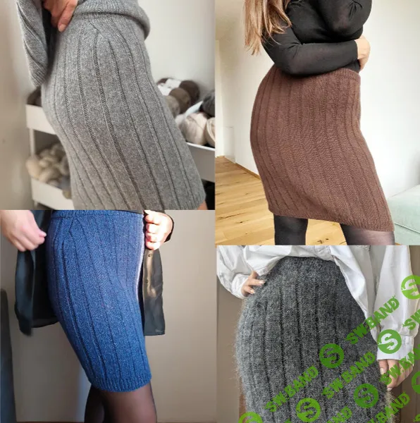 [Вяжи.ру, Magdalena Parker] Юбка в широкую резинку Boston, вязанная спицами сверху (2025)