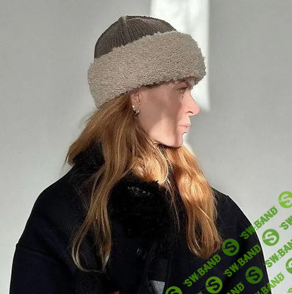 [Вяжи.ру] Модная шапка с объемным отворотом спицами Beanie No6 (2026)