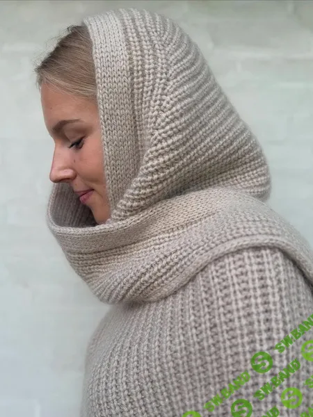 [Вяжи.ру, Norgardknit] Шарф-капюшон My Flow Hood, вязанный полупатентной резинкой спицами (2025)