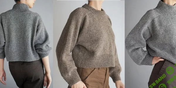 [Вяжи.ру, Noriko Ichikawa] Женский свитер оверсайз, вязанный спицами сверху Back Yoke Sweater (2025)