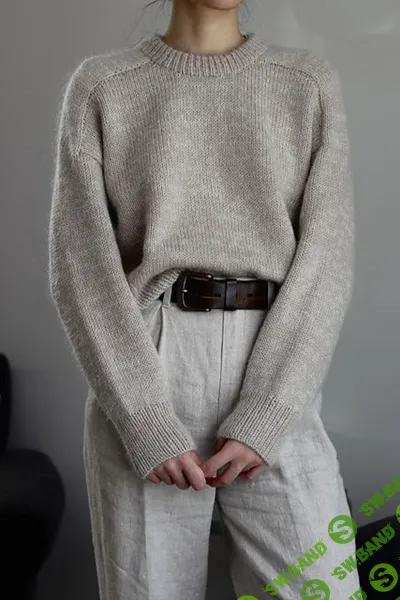 [Вяжи.ру] Оверсайз свитер с плечом погоном вязаный спицами сверху Lakes (2024)