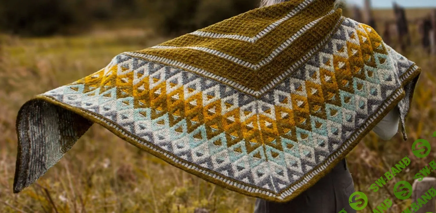 [Вяжи.ру] Шаль ленивым жаккардом Artus (2023)