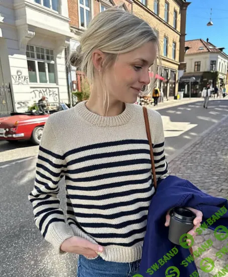 [Вяжи.ру] Свитер с полосками и японским плечом Lyon (2025)