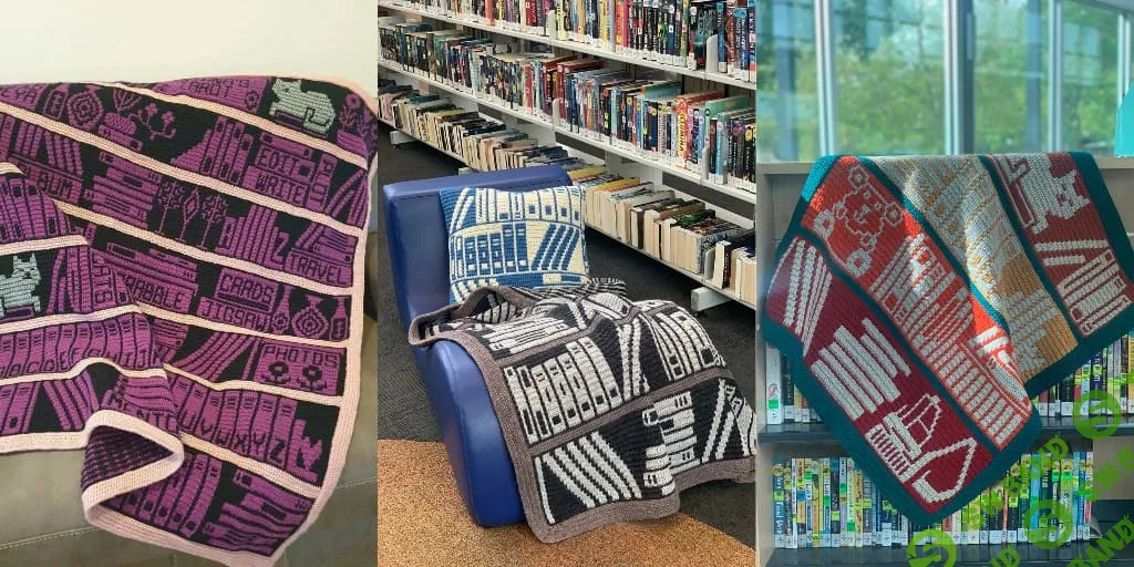 [Вяжи.ру] Вязаный крючком плед Mosaic Bookcase (2023)